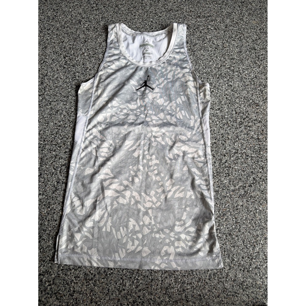 Jordan Training Dri-FIT Compression Tank Top Grey White Geometric Print Medium